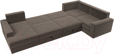 Диван П-образный Лига Диванов Майами П 93 правый (велюр коричневый)
