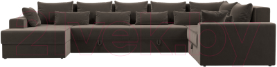 Диван П-образный Лига Диванов Майами П 93 правый (велюр коричневый)