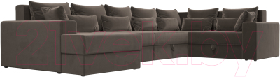 Диван П-образный Лига Диванов Майами П 93 правый (велюр коричневый)
