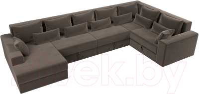 Диван П-образный Лига Диванов Майами П 93 правый (велюр коричневый)