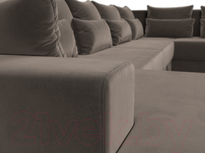 Диван П-образный Лига Диванов Майами П 93 правый (велюр коричневый)