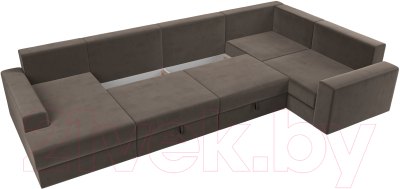 Диван П-образный Лига Диванов Майами П 93 правый (велюр коричневый)