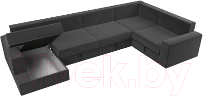 Диван П-образный Лига Диванов Майами П 93 правый (велюр серый)