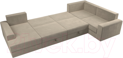 Диван П-образный Лига Диванов Майами П 93 правый (микровельвет бежевый)