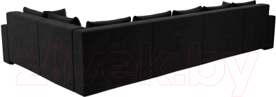 Диван П-образный Лига Диванов Майами П 93 правый (велюр черный)