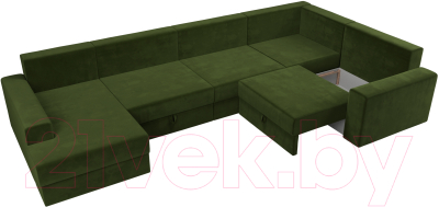 Диван П-образный Лига Диванов Майами П 93 правый (микровельвет зеленый)
