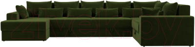 Диван П-образный Лига Диванов Майами П 93 правый (микровельвет зеленый)