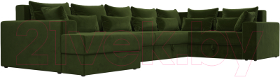Диван П-образный Лига Диванов Майами П 93 правый (микровельвет зеленый)