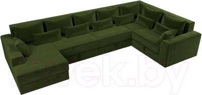 Диван П-образный Лига Диванов Майами П 93 правый (микровельвет зеленый)