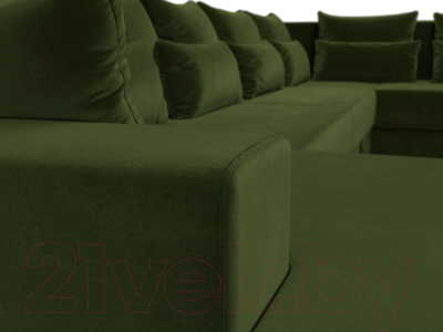 Диван П-образный Лига Диванов Майами П 93 правый (микровельвет зеленый)