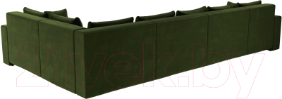 Диван П-образный Лига Диванов Майами П 93 правый (микровельвет зеленый)