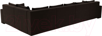 Диван П-образный Лига Диванов Майами П 93 правый (микровельвет коричневый)