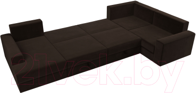 Диван П-образный Лига Диванов Майами П 93 правый (микровельвет коричневый)