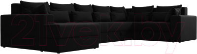 Диван П-образный Лига Диванов Майами П 93 правый (микровельвет черный)