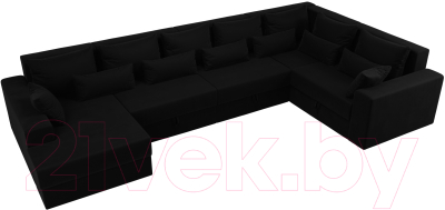 Диван П-образный Лига Диванов Майами П 93 правый (микровельвет черный)