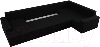 Диван П-образный Лига Диванов Майами П 93 правый (микровельвет черный)