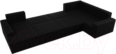 Диван П-образный Лига Диванов Майами П 93 правый (микровельвет черный)