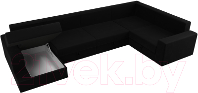 Диван П-образный Лига Диванов Майами П 93 правый (микровельвет черный)