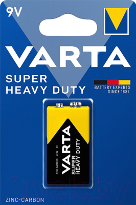 Батарейка Varta Super Heavy Duty 6F22 9V 1BL - фото