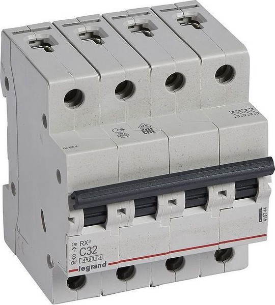 Выключатель автоматический Legrand RX3 4P 32A C 4.5kA 4M / 419744 - фото