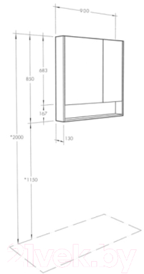 Шкаф с зеркалом для ванной Акватон Сканди 90 (1A252302SD010)