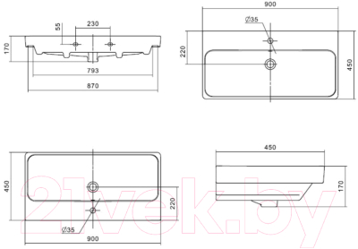 Тумба с умывальником Акватон Сканди 90 (1A251901SD010 + 1WH501629)