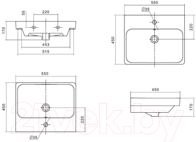 Тумба с умывальником Акватон Сканди 55 (1A2517K0SD010 + 1WH501620)