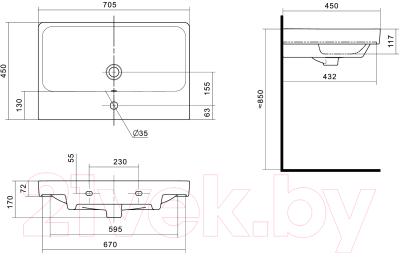 Тумба с умывальником Акватон Сканди 70 (1A2518K0SD010 + 1WH501628)
