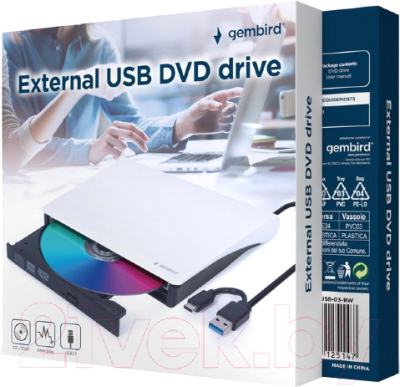 Привод DVD-RW Gembird DVD-USB-03-BW