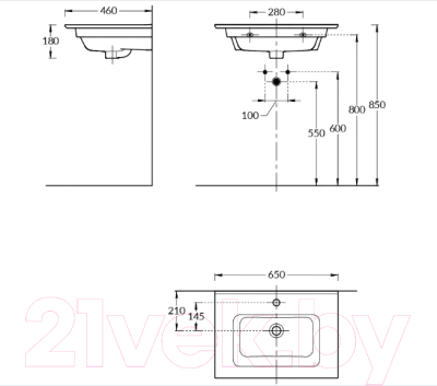 Умывальник Kerama Marazzi Piano 65 / PI.wb.65