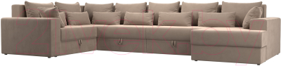Диван П-образный Лига Диванов Майами П 93 левый (велюр бежевый) - фото