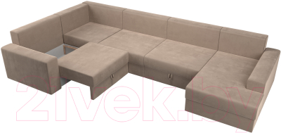 Диван П-образный Лига Диванов Майами П 93 левый (велюр бежевый)