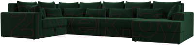 Диван П-образный Лига Диванов Майами П 93 левый (велюр зеленый) - фото