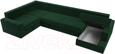 Диван П-образный Лига Диванов Майами П 93 левый (велюр зеленый)