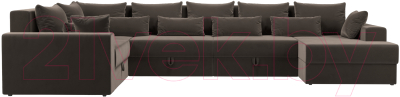 Диван П-образный Лига Диванов Майами П 93 левый (велюр коричневый)