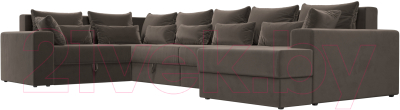 Диван П-образный Лига Диванов Майами П 93 левый (велюр коричневый)