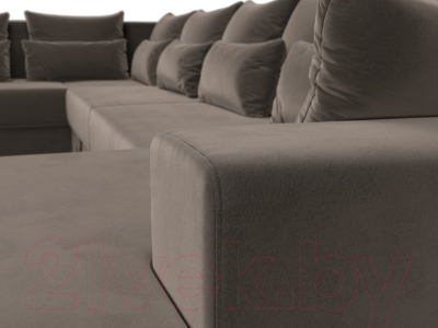 Диван П-образный Лига Диванов Майами П 93 левый (велюр коричневый)