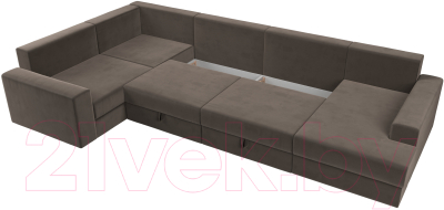 Диван П-образный Лига Диванов Майами П 93 левый (велюр коричневый)