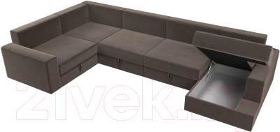 Диван П-образный Лига Диванов Майами П 93 левый (велюр коричневый)