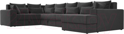 Диван П-образный Лига Диванов Майами П 93 левый (велюр серый)