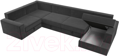 Диван П-образный Лига Диванов Майами П 93 левый (велюр серый)
