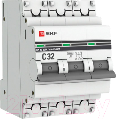 Выключатель автоматический EKF PROxima 3P 32А (C) 6кА ВА 47-63M / mcb4763m-6-3-32C-pro - фото