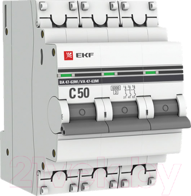Выключатель автоматический EKF PROxima 3P 50А (C) 6кА ВА 47-63M / mcb4763m-6-3-50C-pro - фото