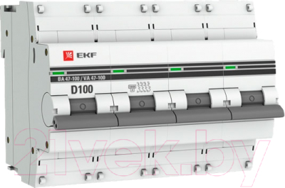 Выключатель автоматический EKF PROxima 4P 100А (D) 10kA ВА 47-100 / mcb47100-4-100D-pro - фото