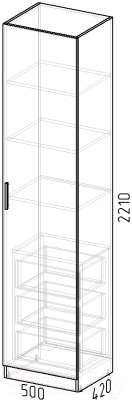 Шкаф-пенал Интермебель Марсель 420 / МР-03-B2 (графит софт)