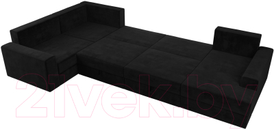 Диван П-образный Лига Диванов Майами П 93 левый (велюр черный)