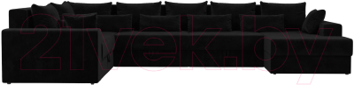 Диван П-образный Лига Диванов Майами П 93 левый (велюр черный)