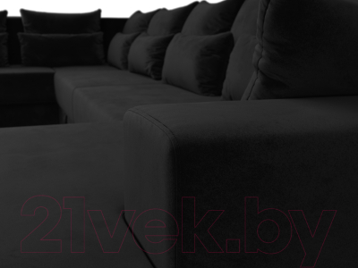 Диван П-образный Лига Диванов Майами П 93 левый (велюр черный)