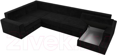 Диван П-образный Лига Диванов Майами П 93 левый (велюр черный)