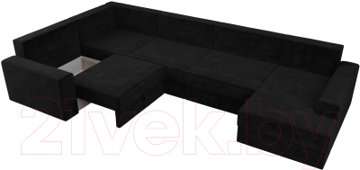 Диван П-образный Лига Диванов Майами П 93 левый (велюр черный)
